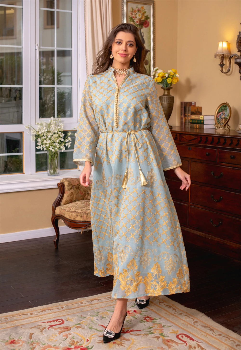 MD Elegant Dress Women For Wedding Party Long Sleeve Abaya Muslim Fashion Boubou Dubai Turkey Lady Islamic Clothing Kaftan Robe