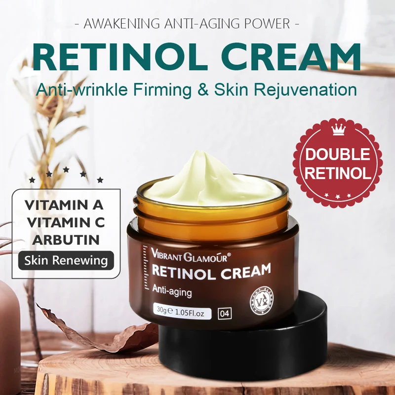 VIBRANT GLAMOUR Retinol Cream Anti-Aging Day And Night Cream Vitamin A/C Arbutin Fade Wrinkles Brighten Skin Repair Vitality