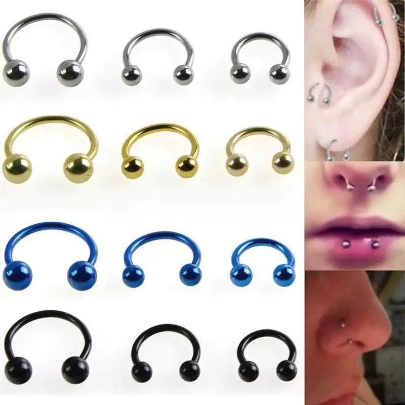 Nose Ring Septum Snag Ear Tapers Helix Piercing Navel Surgical Steel Nose Stud Earring Women's