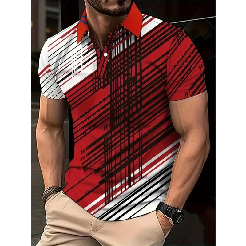 New 3D Printed Colorful Striped Man Polo Shirts Geometric Color Block Pattern Men's Clothes Shirt Casual Lapel Short Sleeve Tops 9 Sffc56f1cba3845c48b62478cc3718064t