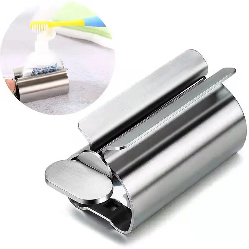

Rolling Toothpaste Squeeze Tube Toothpaste Dispenser Toothbrush Holder Stainless Steel Toothpaste Dispenser Bathroom Accessories