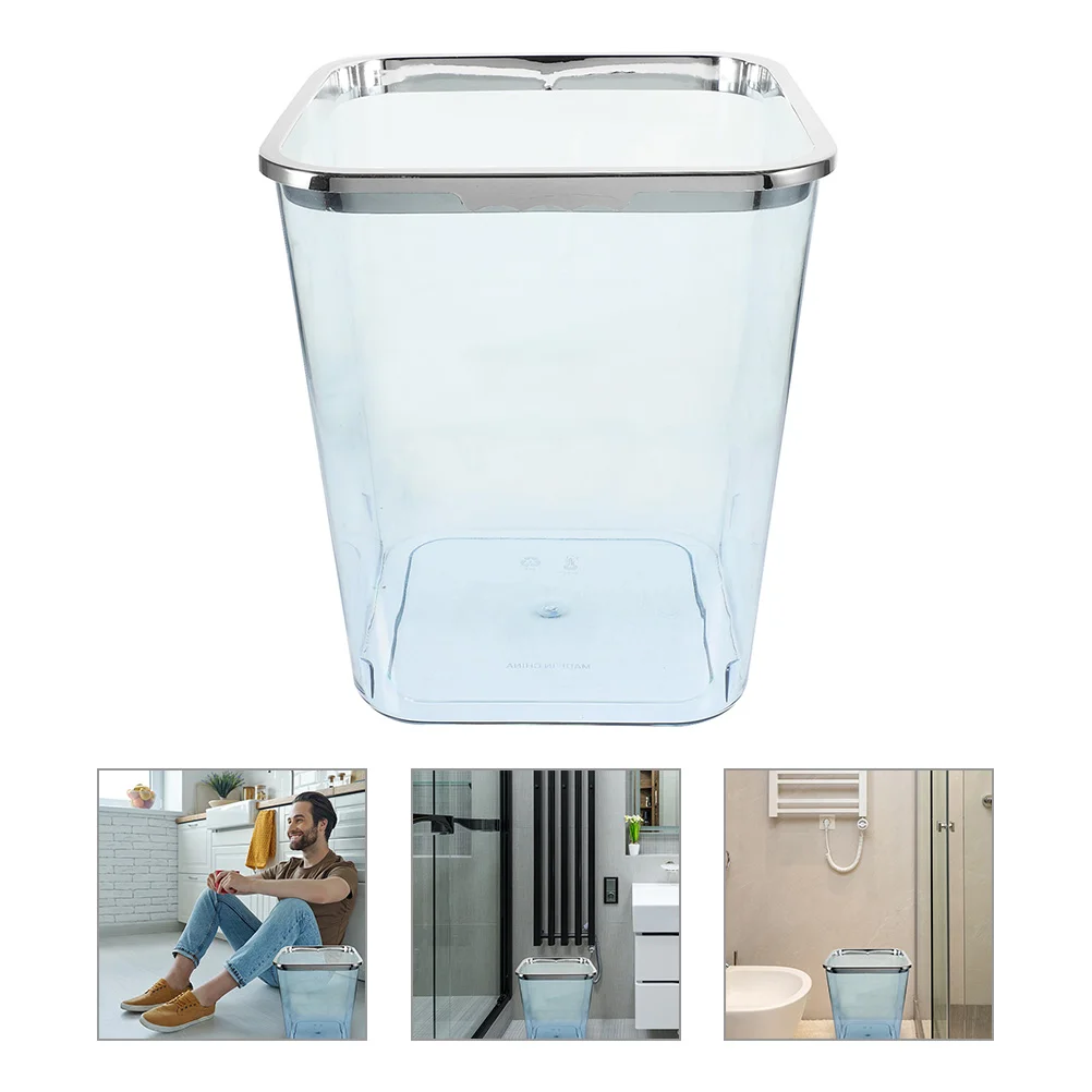 

Transparent Trash Can Bins Garbage Household Bedroom Large Living for Pp Bathroom Office Wastebasket