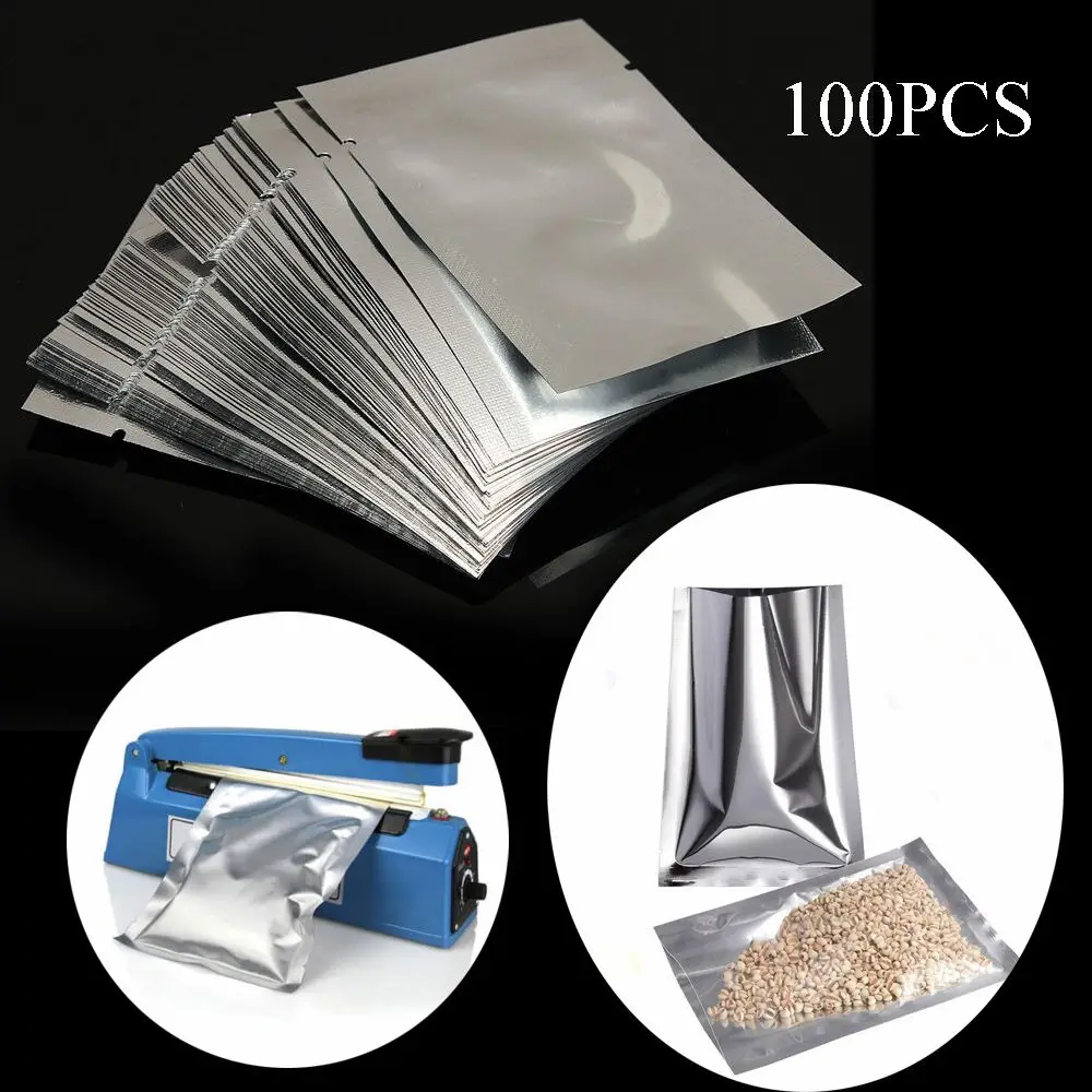 100PCS Heat Seal Aluminium Foil Bags Food Storage
