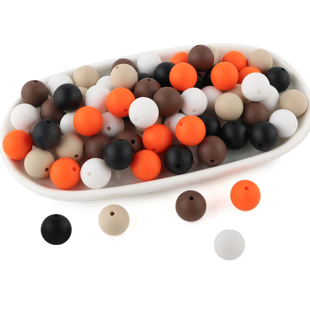 50-60 Stück 9/12/15MM runde Silikonperlen, lose Abstandsperlen für die Schmuckherstellung, DIY-Perlen für Stifte, Armbänder, Halsketten, Zubehör – Detail 13