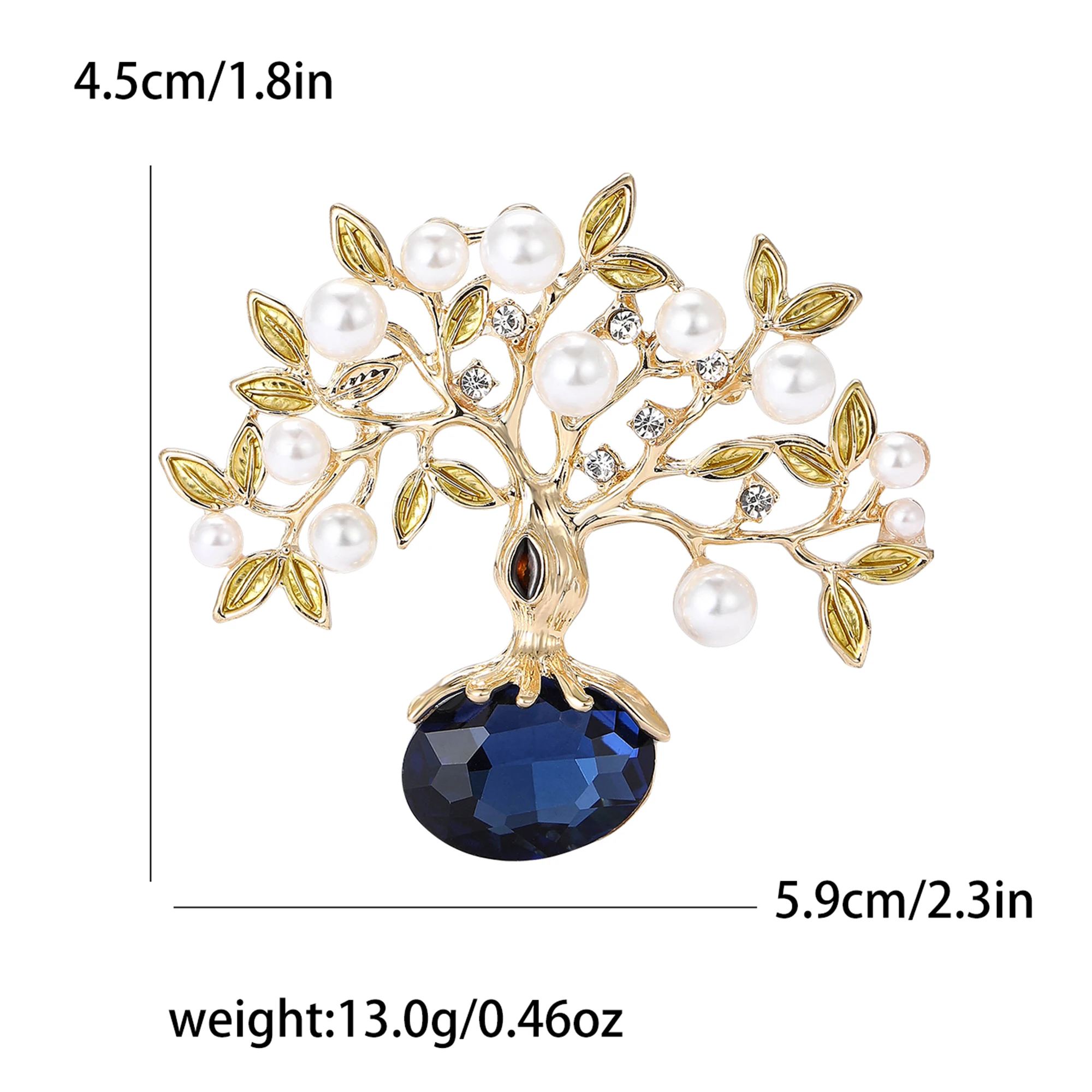 Luxus Emaille Glücksbaum Broschen für Frauen Unisex Perle Pflanze Pins Casual Party Zubehör Mode Geschenke Freunde Dekoration – Detail 10