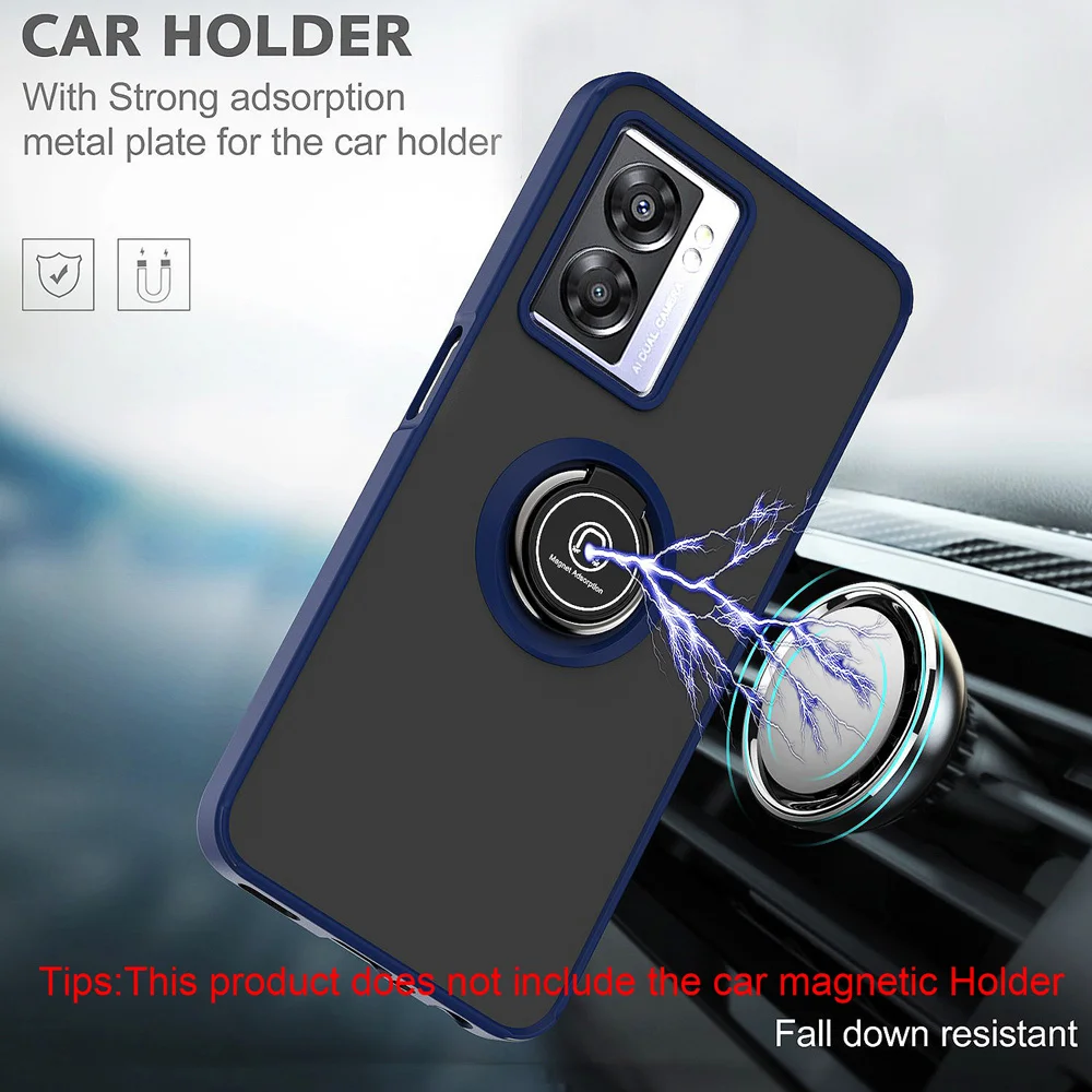 KEYSION Fashion Matte Case for OPPO A77 5G Transparent Shockproof Ring Stand Phone Back Cover for Realme Q5i V23 5G Narz_voghion.com