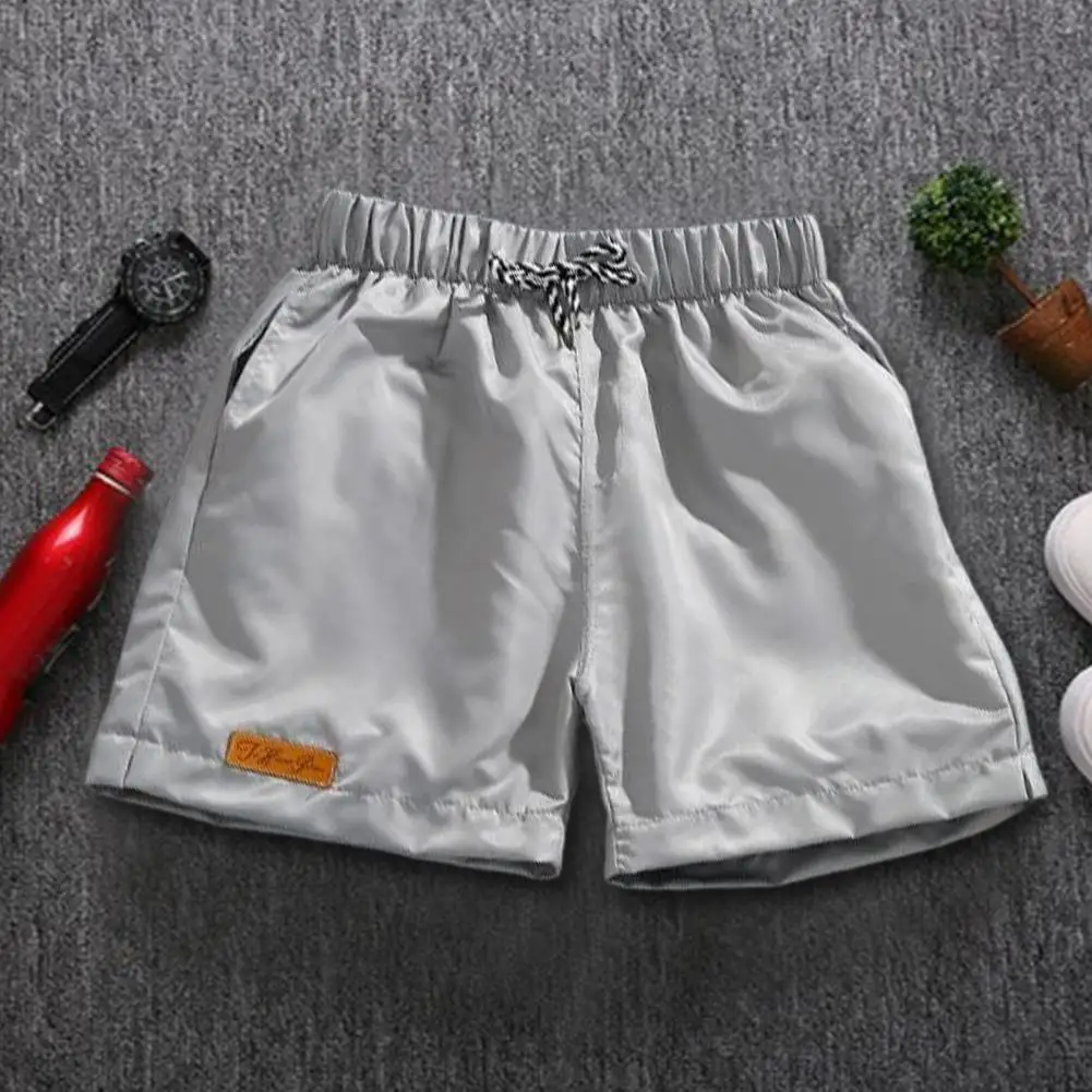 

Elastic Waist Drawstring Shorts Casual Shorts Men's Elastic Waist Drawstring Beach Shorts with Pockets Wide Leg Surf for Summer