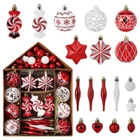 Shatterproof Christmas Ball Ornaments Set, Red & White Xmas Balls for Tree Decor, Xmas Ball Assorted Set of 73 PCs Xmas Decor 1