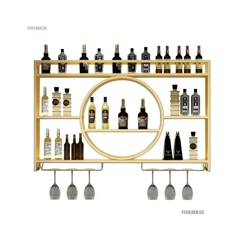 Modern Wall Liquor Store Wine Rack Display Luxury Plane Display Wine Rack Free Standing Large Home Decoration Bar Furniture c