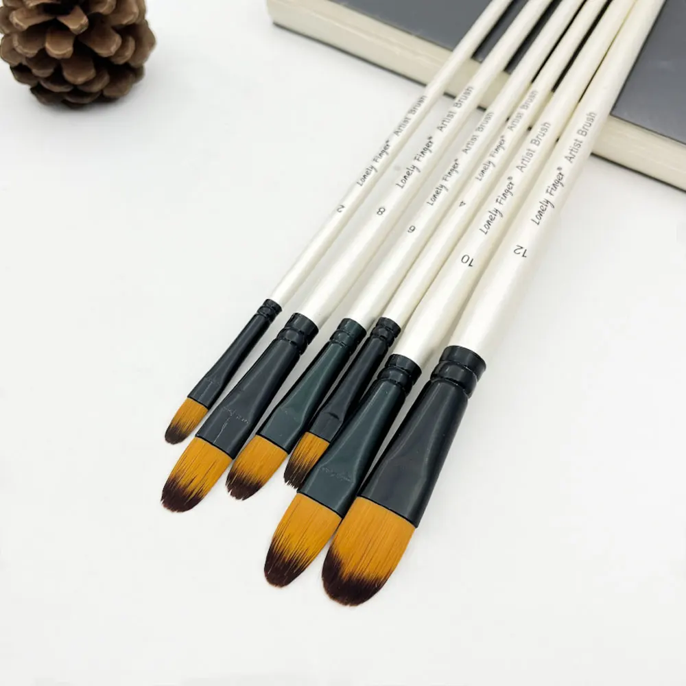 Filbert Paint Brushes Set, 6Pcs Artist Paintbrushes for Acrylic Oil Watercolor Gouache Painting, Premium Nylon Art Paint Brush 5