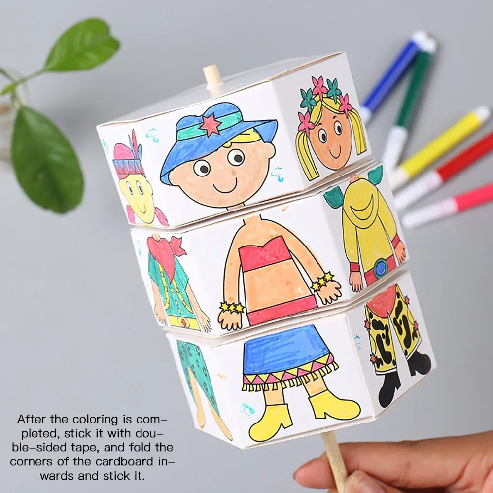 Children's DIY Craft Toys Novelty Painting Drawing Toys Color Filling Paper Rotating Graffiti Puzzle Educational Toys for Kids 4