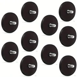 Rubber Coated Strong Mounting Magnets with M6 Threaded Studs - Black Rare - Earth Magnets (Black)