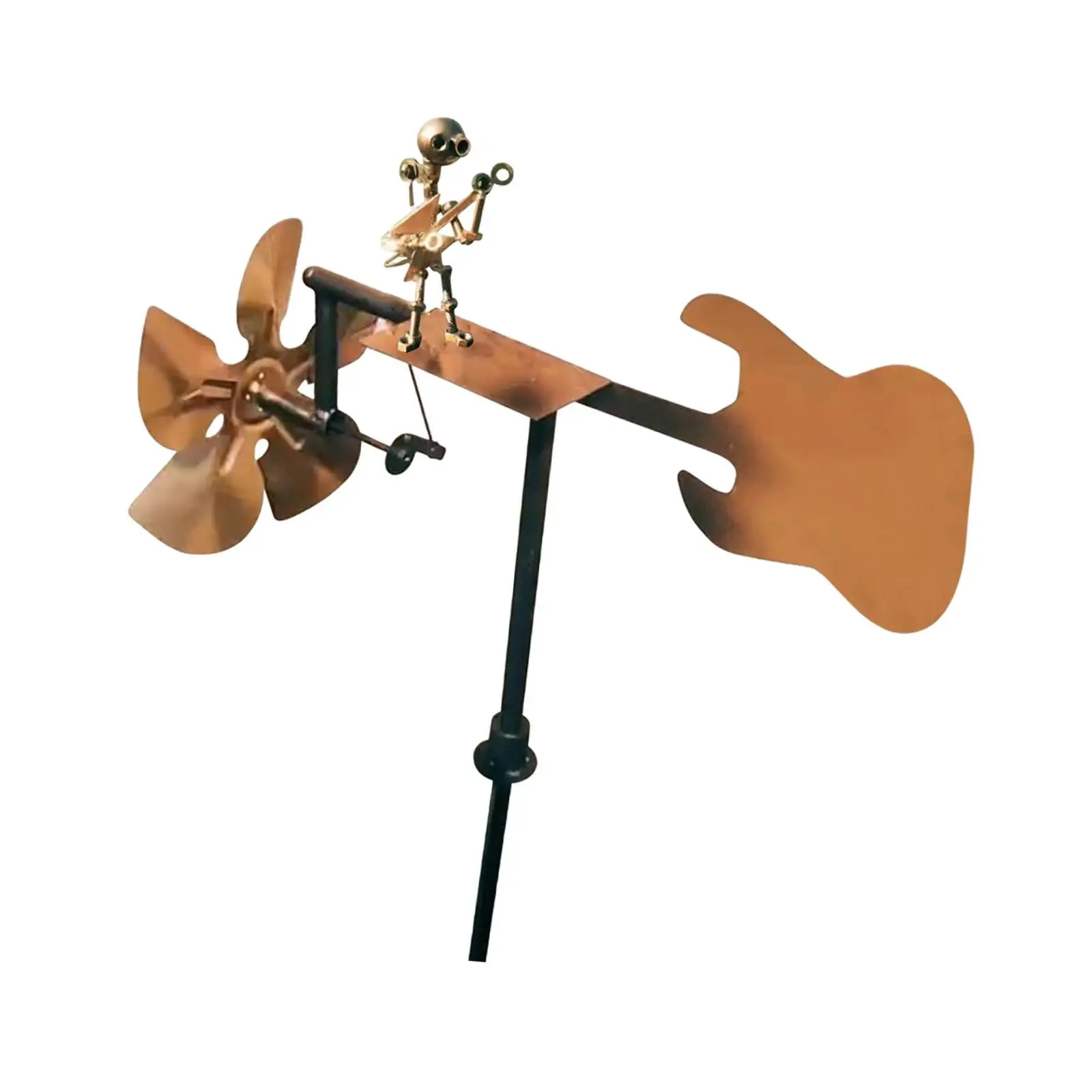 Metal Drummer Windmill Art Figurine Garden Decoration Creative Yard Art