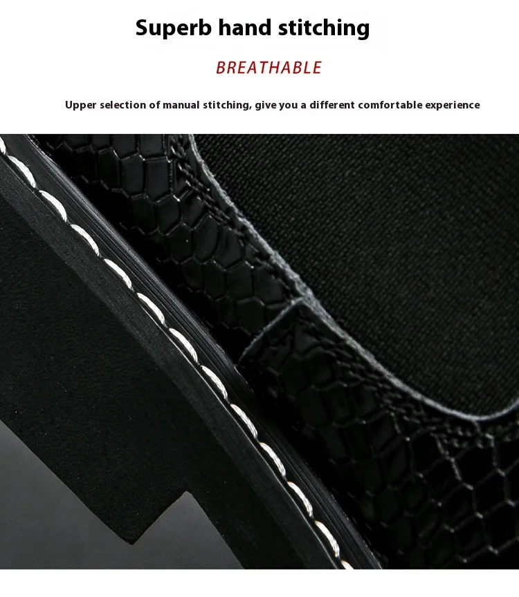 5CM Höhe Erhöhen Männer Chelsea Stiefel Aus Echtem Leder Dicken sohlen Aufzug Stiefel Alle-spiel Bequeme Stiefeletten Mann große Größe – Detail 10