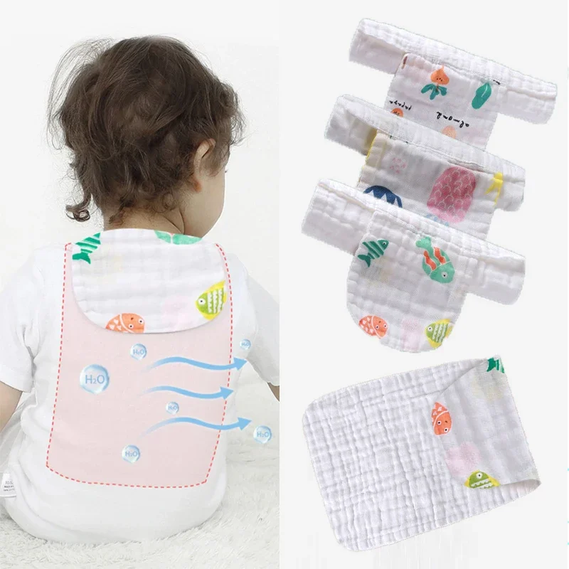 

Soft Baby Sweat-absorbent Towel Bibs Baby Cartoon Cotton Gauze Kindergarten Pad Back Towel All Middle Big Children Sweat Towel