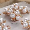 DIY 10pcs/set Flower Rhinestones Buttons Pearl button wedding decoration Diy Alloy  Cryustal Bow Accessories 2