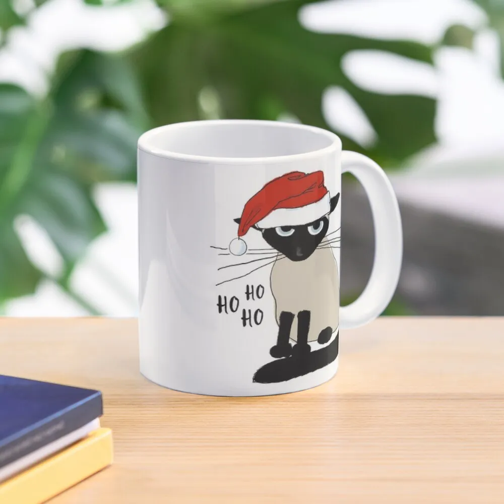 

Siamese Santa | Humorous Christmas Holiday Kitty Cat Coffee Mug Customs Breakfast Breakfast Cups Funnys Mug