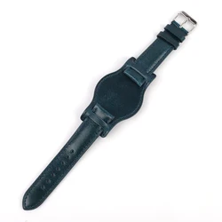 Retro Handmade Genuine Leather Watch Strap in Matte Brown Coffee - 22mm (Blue)