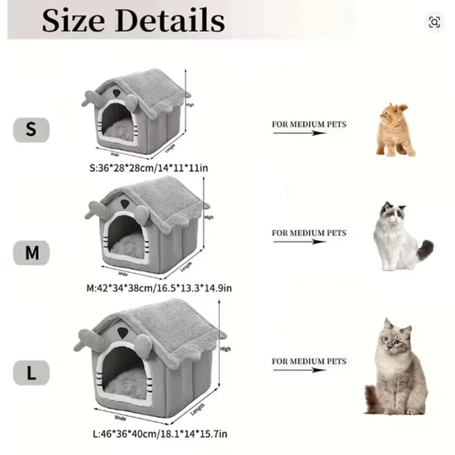 Foldable Pet House Removable Washable Cat House Puppy Cave Sofa Pet Bed House for Extra Small Dogs and Small and Medium Cats 6