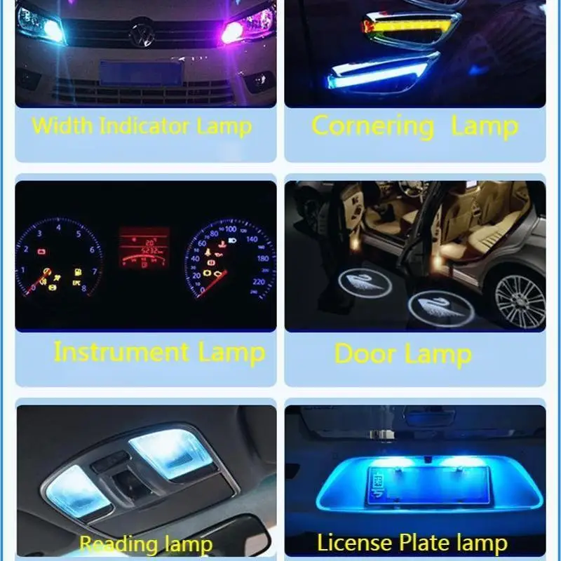 T10 W5W Car LED Bulb Turn Signal Light Auto Interior Dome Reading Light License Plate Super Bright White 12V Signal Lamp