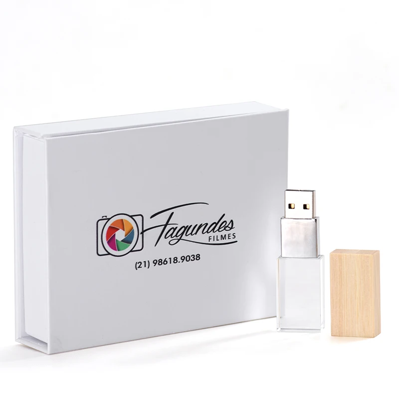 

Creative Photography Wedding Gift Pen Drive128GB Wooden Crystal USB Flash Drive 64GB Black Box Memory Stick 32GB Custom Logo 8GB