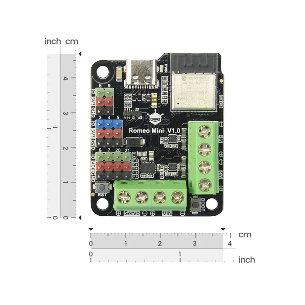 DFRobot Romeo Mini ESP32-C3 Scheda di Sviluppo per Controllo Robot con 2 Driver Motore da 1.7A, Supporto WiFi, Bluetooth 5, Analogico, Digitale, UART, I2C - immagine 2