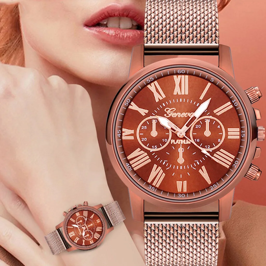 

Women'S High-End Fashion Wristwatch Luxury Stainless Steel Dial Casual Bracele Temperament Lady Golden Texture Quartz Watch