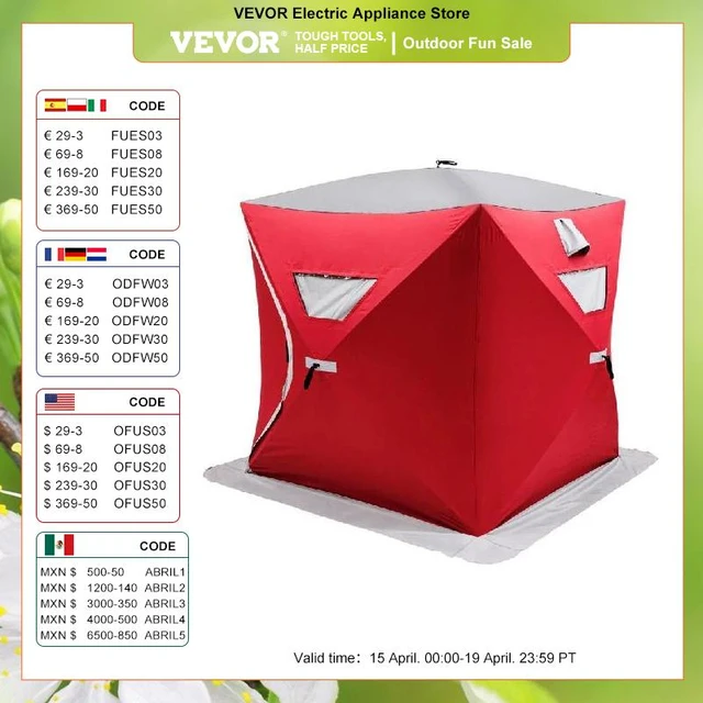 VEVOR Ice Fishing Shelter Portable Pop-Up Waterproof and Windproof