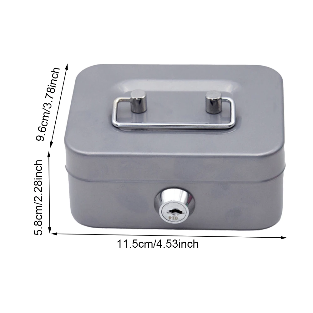 Metal Money Box with Key Lock Money Saving Box 4.53x3.78x2.28inch Coin Container Small Storage Box for Adults and Kids 6