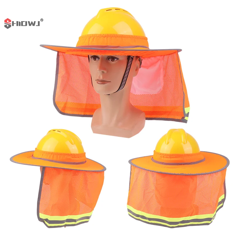 Hard Hat Sun Neck Shield Summer Helmet Mesh Sunshade High Visibility Reflective Hard Hat Shade For Outdoor Construction Worker safety helmet