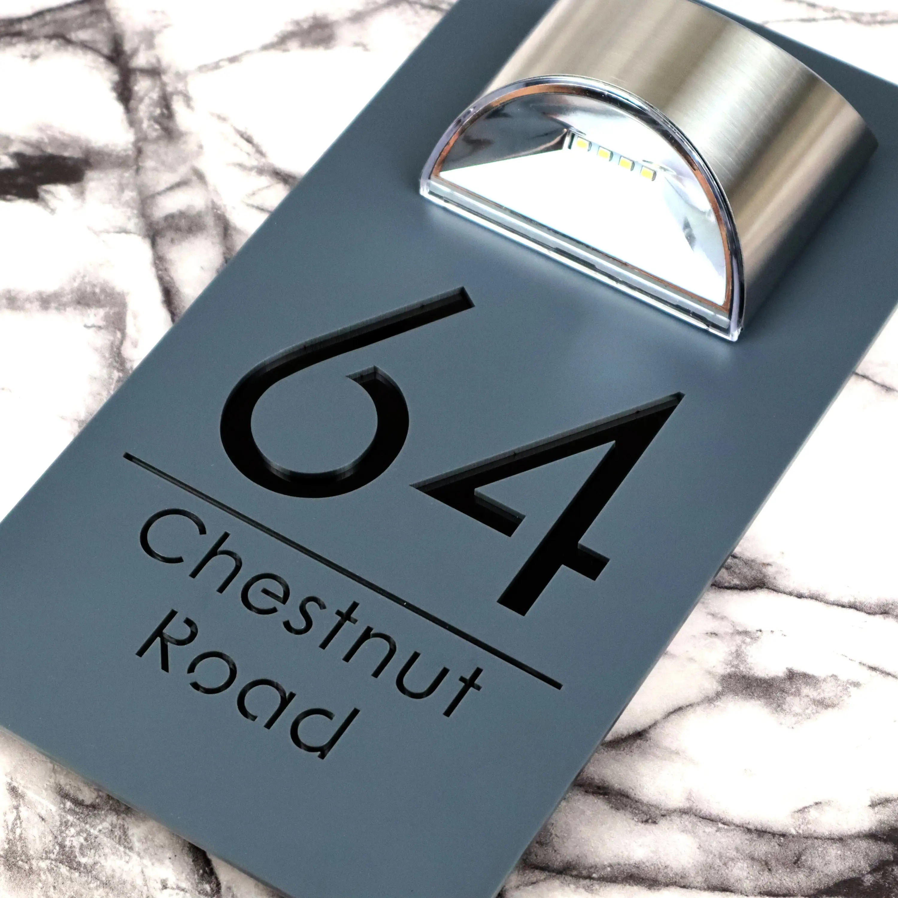 Custom Gray Solar LED House Number Sign Outdoor Address Plaque Acrylic Plate with Personalized Wall Decoration for Home house number signs,house numbers,number plate