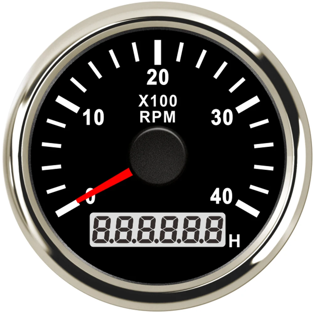 Tachometer Gauge Universal 52mm Tachometer RPM Gauge 0-3000RPM 0-4000RPM 0-6000RPM 0-8000RPM with Red Backlight for Auto Boat Motorcycle 9-32V