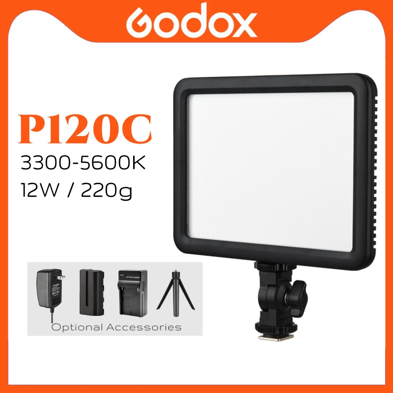 

Godox Ultra Slim Studio Video Light LEDP120C 12W 3300K~5600K LED Photography Photo Camera Fill-in Lamp For Makeup Vlog TikTok