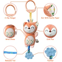 Juguetes para bebés, sonajero suave arrugado, carillones de viento colgantes, cochecito de animales de peluche para recién nacidos, carrito infantil, juguetes sensoriales con mordedor - Imagen 5