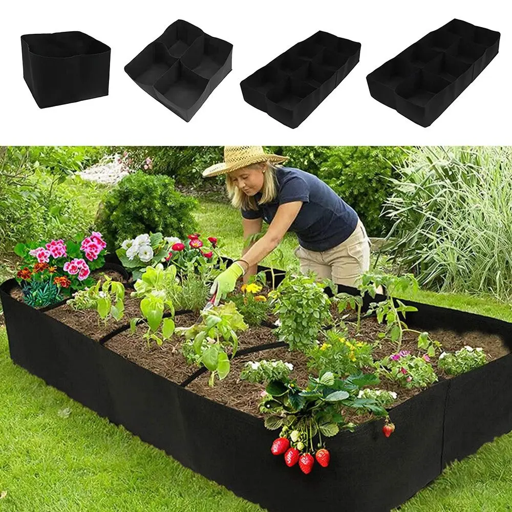 

Multi-gird Garden Planting Bag Durable Garden Tools Felt Planting Container Rectangle Growing Bag Outdoor