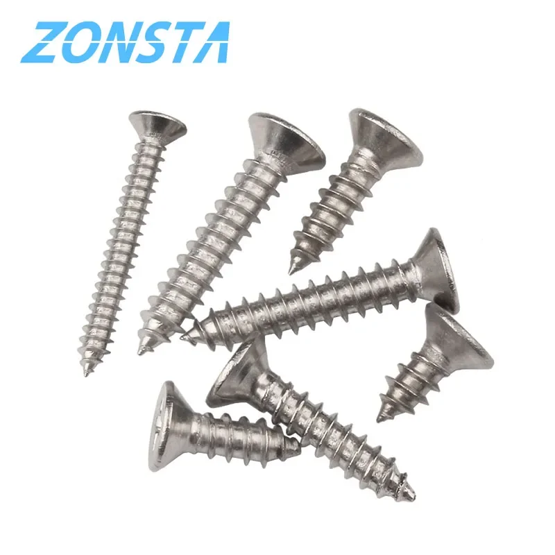 Countersunk head tapping screws M1.2 M1.4 M1.7 M2 M2.5 M3 M3.5 M4 M5 M6 304 Stainless steel  Cross recessed Flat Wood Screw