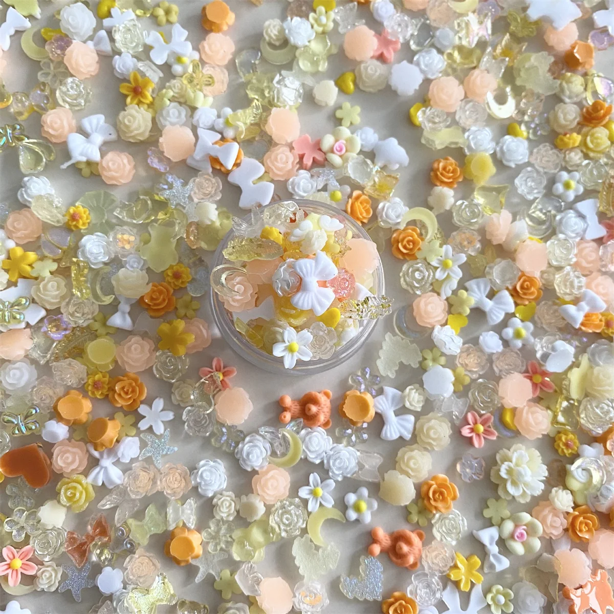 Description Picture 6 of itemOne Box 3D Kawaii Colorful Mixed Ranbom Resin Nail Art Charms Flower Bow Heart Nail Rhinestones Decorations DIY Nail Accessories