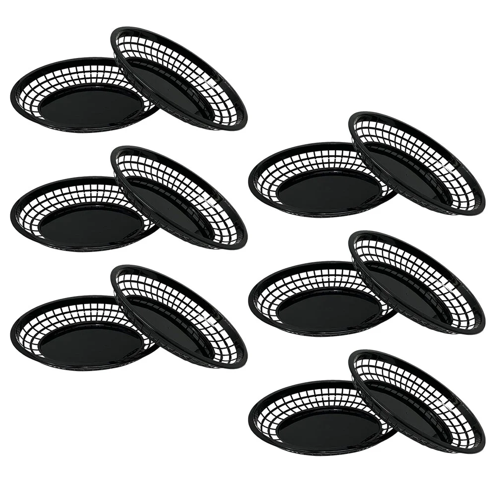 

12 Pcs Hollow Storage Basket Deep Fry Compact Household Bread Oval Food Multifunction Multi-function Plastic Portable Fruit