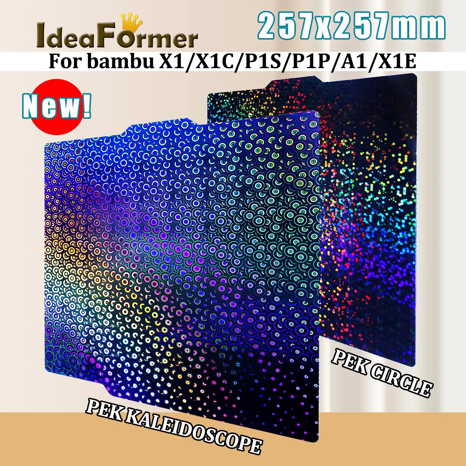 Pek Plate For Bambulab Build Plate P1S Spring Steel Sheet Pei Sheet 257X257 Build Plate P1S Bamboo Lab Bambulabs X1 Carbon X1 A1