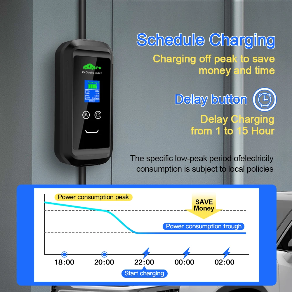 Portable EV Charger 16A 11KW 3P Type 2 Wallbox Charging For Eletric Vehicle  Hybrid PHEV Cars With Cable 5M