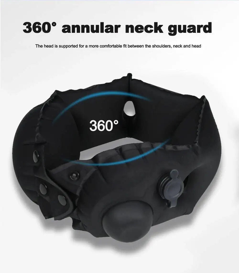 Description Picture 4 of itemInflatable Travel Pillow Soft Breathable Neck Headrest With Inflatable Pot 360° Support Airplane Pillow For Office Car Camping