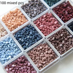 Mini Retro Resin Buttons for DIY Crafting and Sewing Projects (100Pcs Random Color)