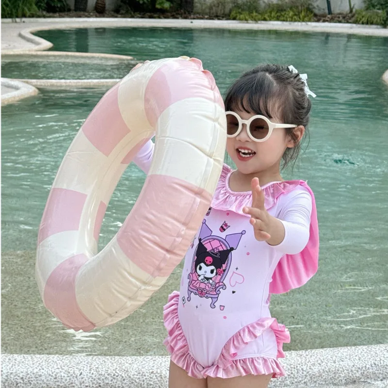

Kawaii Sanrio детский купальник Hello Kittys Kuromi мультфильм аниме с длинными рукавами шорты купальник Лето мягкий дышащий подарок игрушка