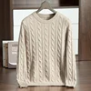 Class A 100% Pure Cashmere Sweater Men's Round Neck Pullover Casual Twisted Flower Knit Bottom Sweater Thick In Autumn Winter 6