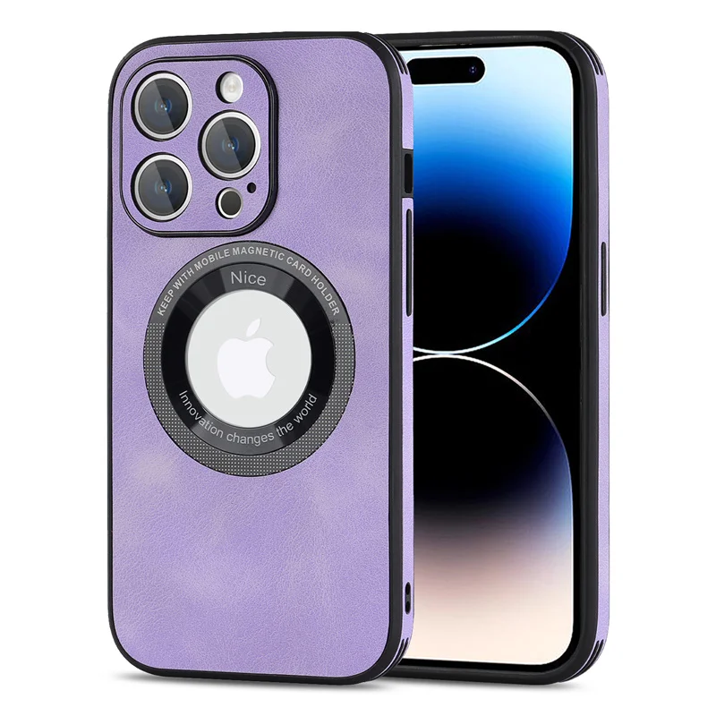 Luxury Sheepskin Leather Magnetic Phone Case with Wireless Charging Capability