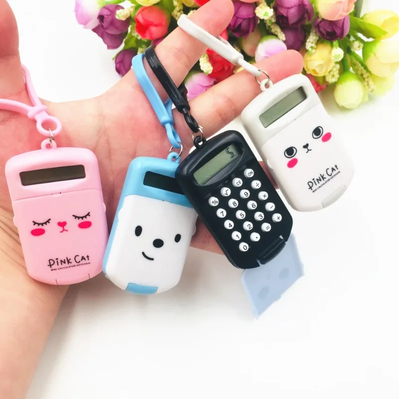 

1pcs Portable Digit Calculator Kawaii Mini Calculator Display Cartoon Cute Creative Keychain Pocket Calculator Office Supplies