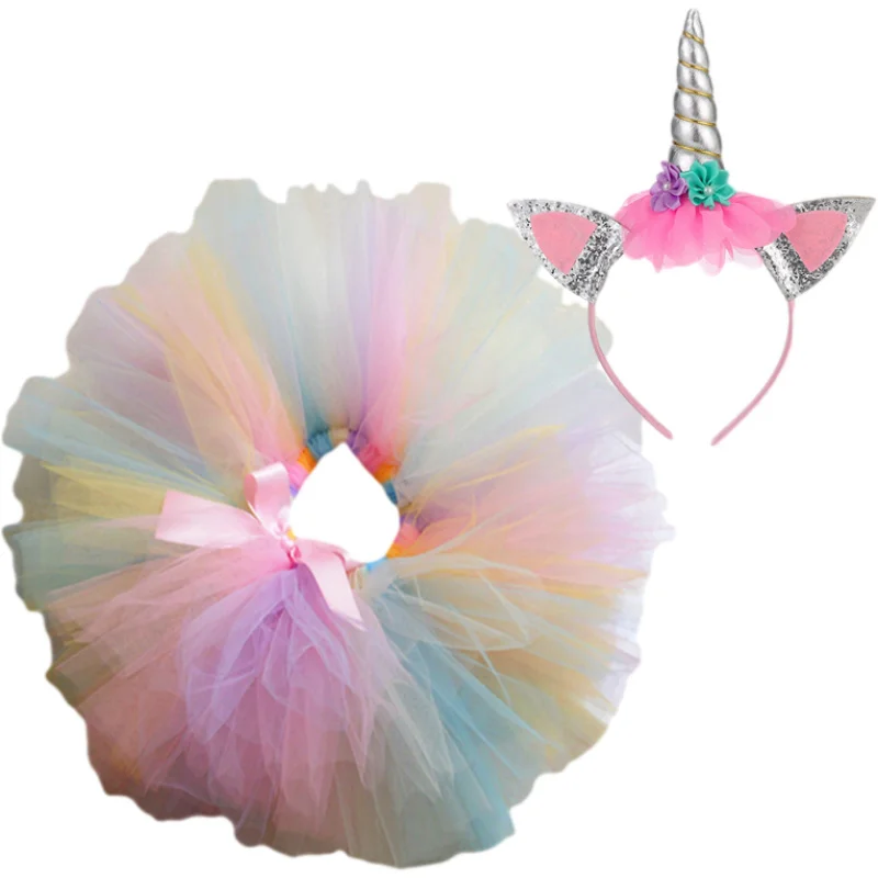 Pastellfarbener Einhorn-Tutu-Rock für Babys, Mädchen, Tanz-Tutu, Kinder-Tüllröcke für Geburtstagsfeier, Kostüm, Kleinkind-Outfits, 3 Monate bis 14 Jahre – Detail 2
