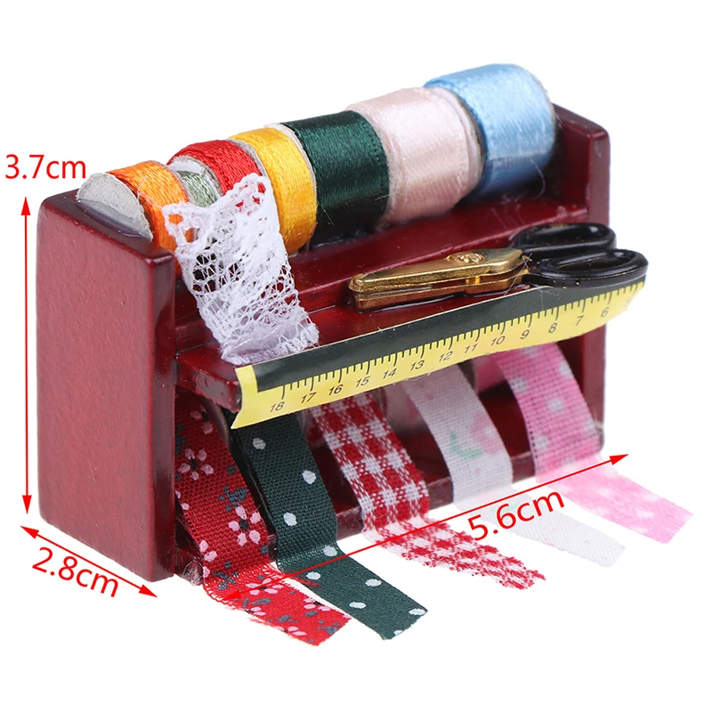 1 шт. 1:12 миниатюрная швейная коробка с комплектом ножниц аксессуары для украшения кукольного домика