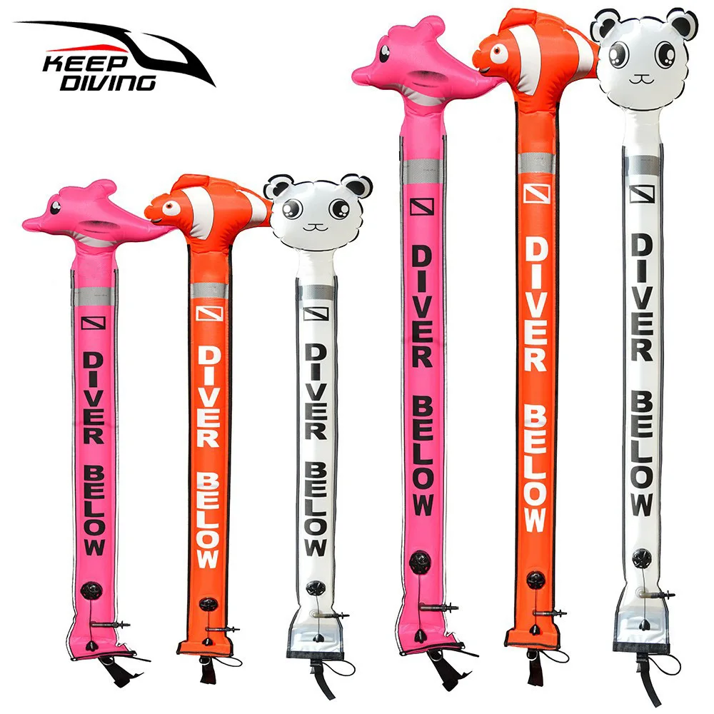 1.2M/1.5M/1.8M Professional Scuba Diving Inflatable Safety Sausage Signal Tube Surface Buoy (SMB) Diver Below 1Pcs