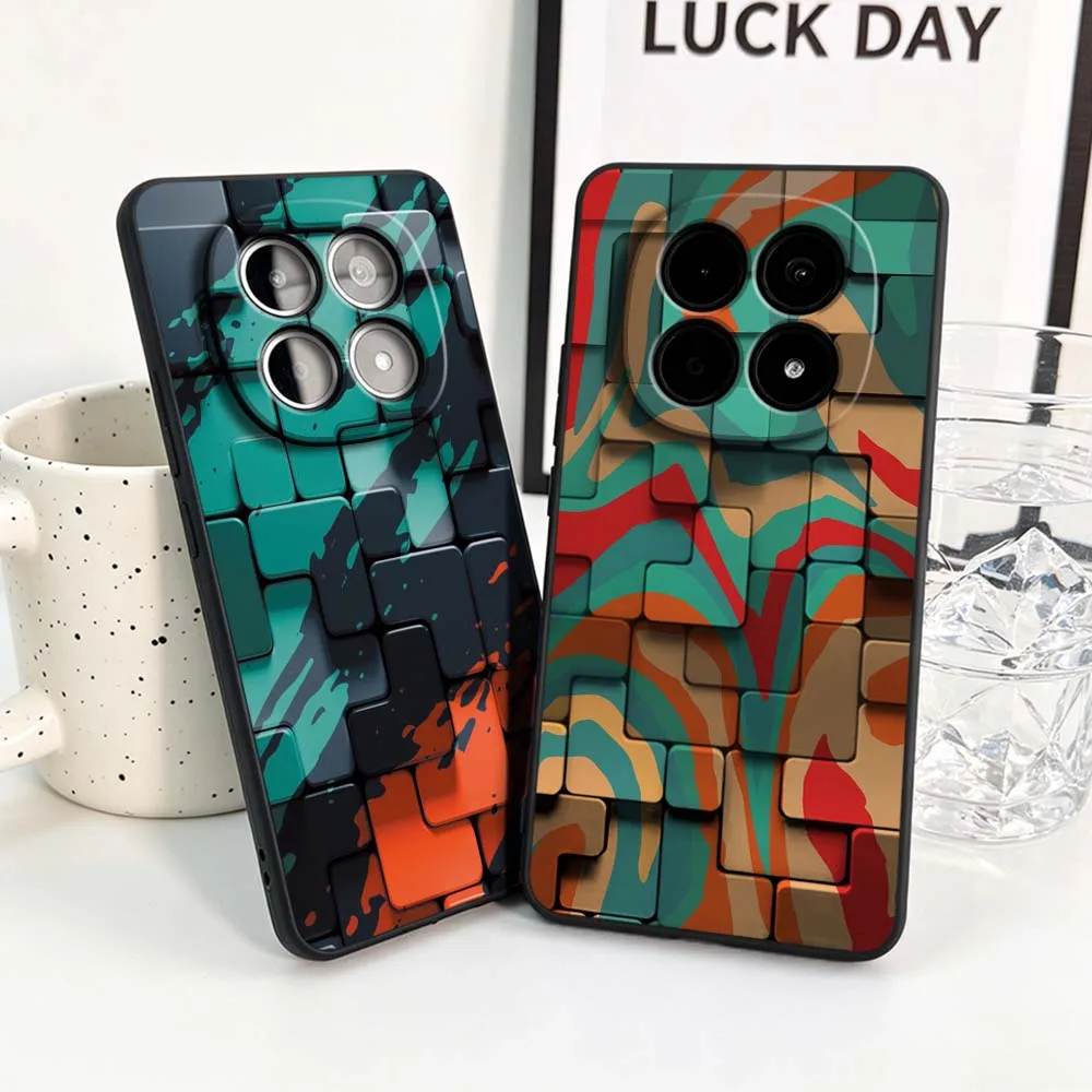 Fashion Creative Color Block Phone Case - Black Soft Cover